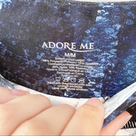 Adore Me Blue, Black and White Mesh Biker Shorts - Picture 4 of 5